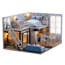 Load image into Gallery viewer, DIY Miniature Loft-Type Blue Apartment Dollhouse