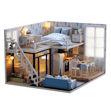 Load image into Gallery viewer, DIY Miniature Loft-Type Blue Apartment Dollhouse
